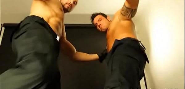  DOMINANT GUYS, SOLDIER AND COP TRAMPLES AND BEATS SLAVE - 132